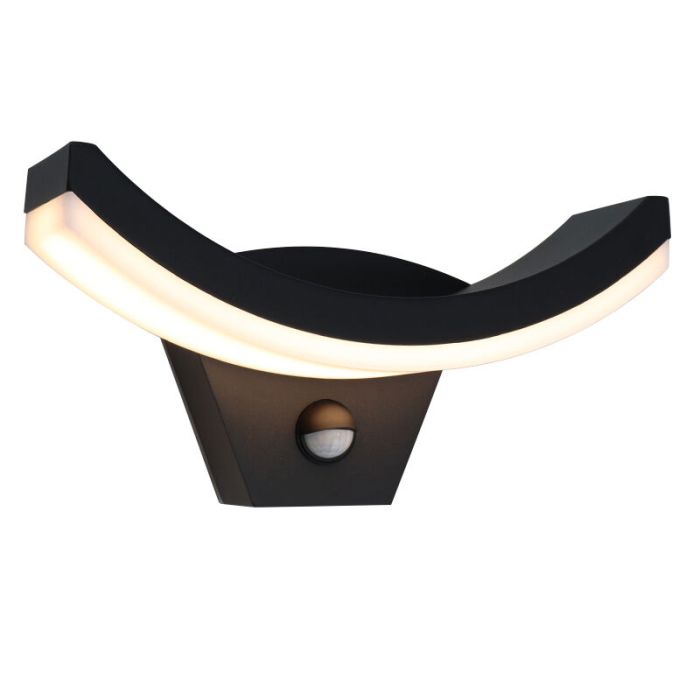 Moderne buiten wandlamp met bewegingssensor zwart, Annemay, 7W, 3000K LED, IP54