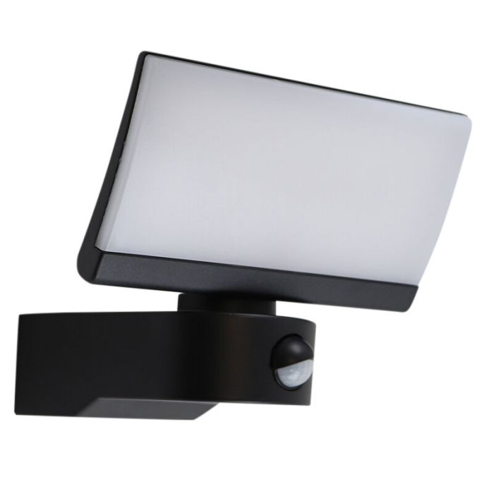 Moderne buiten wandlamp met bewegingssensor zwart, Leonie, 24W, 3000K LED, IP54