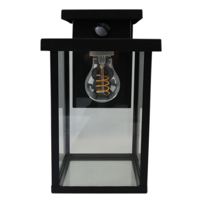 Moderne buiten wandlamp met bewegingssensor zwart, Jesca, IP44