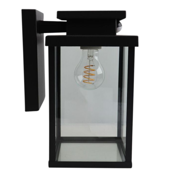 Moderne buiten wandlamp met bewegingssensor zwart, Jesca, IP44