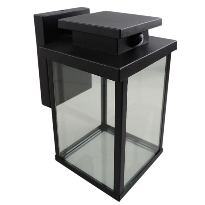 Moderne buiten wandlamp met bewegingssensor zwart, Jesca, IP44
