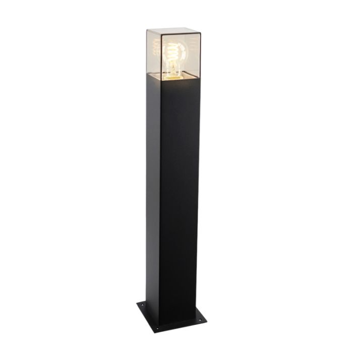 Zwarte staande buitenlamp Sanel, Smoke glas, 60cm