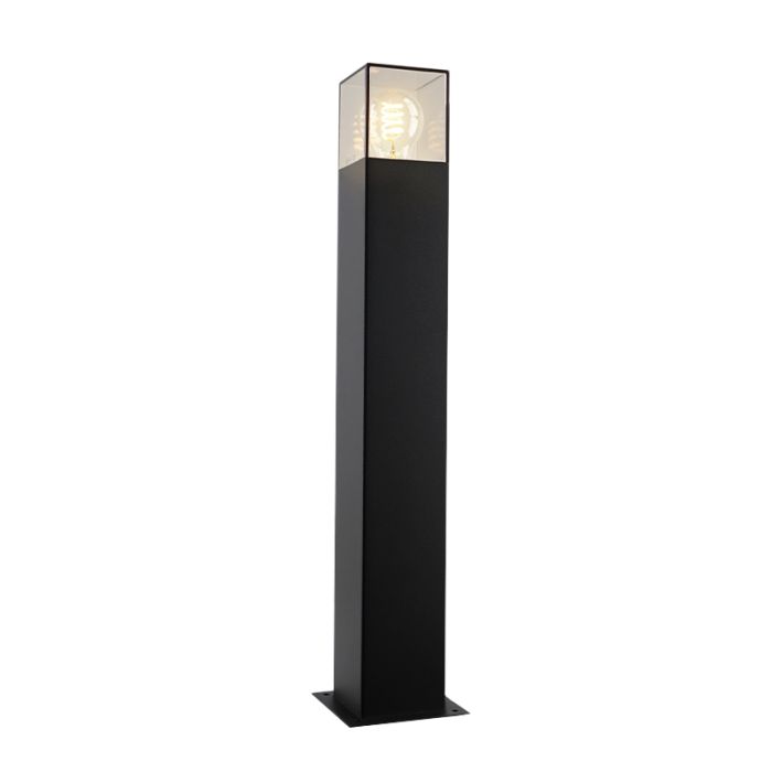 Zwarte staande buitenlamp Sanel, Smoke glas, 60cm
