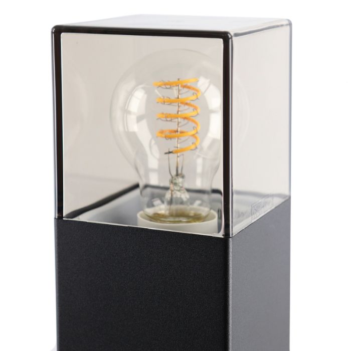 Zwarte staande buitenlamp Sanel, Smoke glas, 60cm