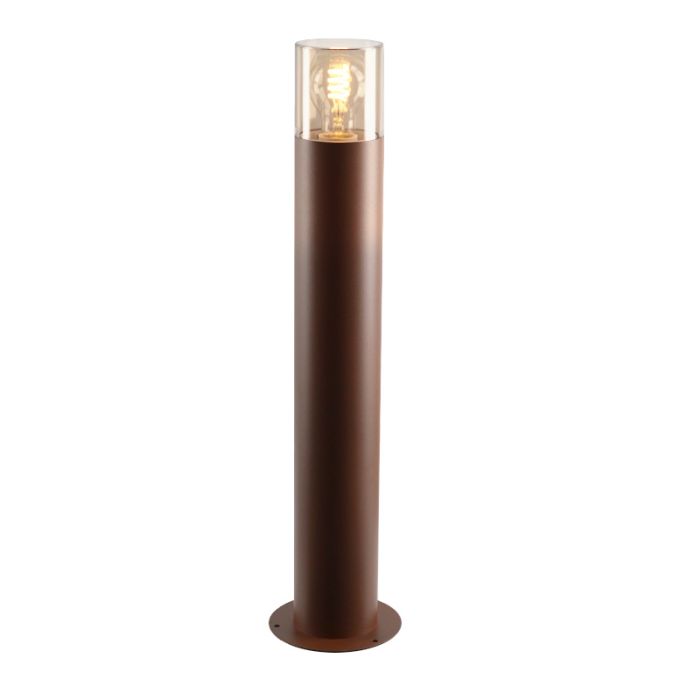 Roestkleur staande buitenlamp Sanel, Smoke glas, 60cm
