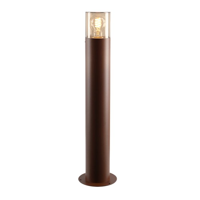 Roestkleur staande buitenlamp Sanel, Smoke glas, 60cm