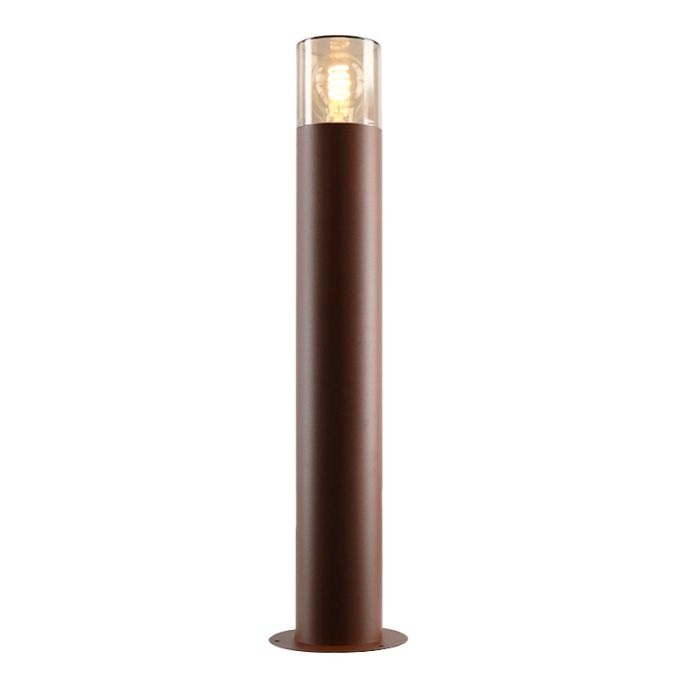 Roestkleur staande buitenlamp Sanel, Smoke glas, 60cm