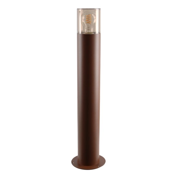 Roestkleur staande buitenlamp Sanel, Smoke glas, 60cm