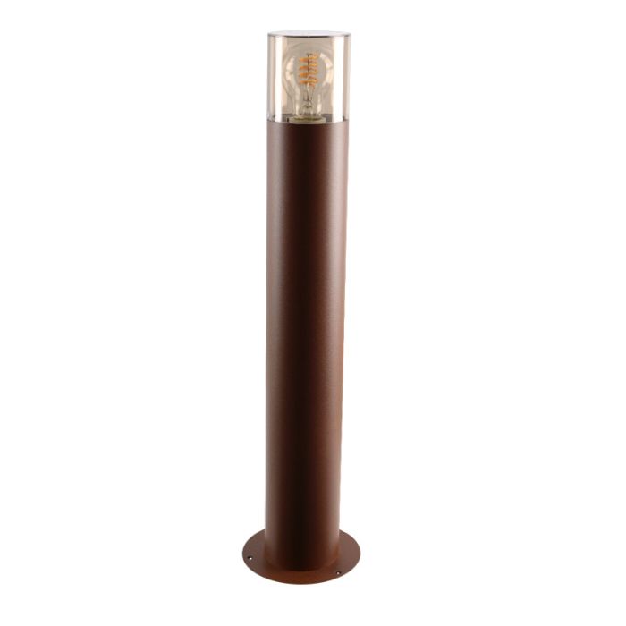 Roestkleur staande buitenlamp Sanel, Smoke glas, 60cm