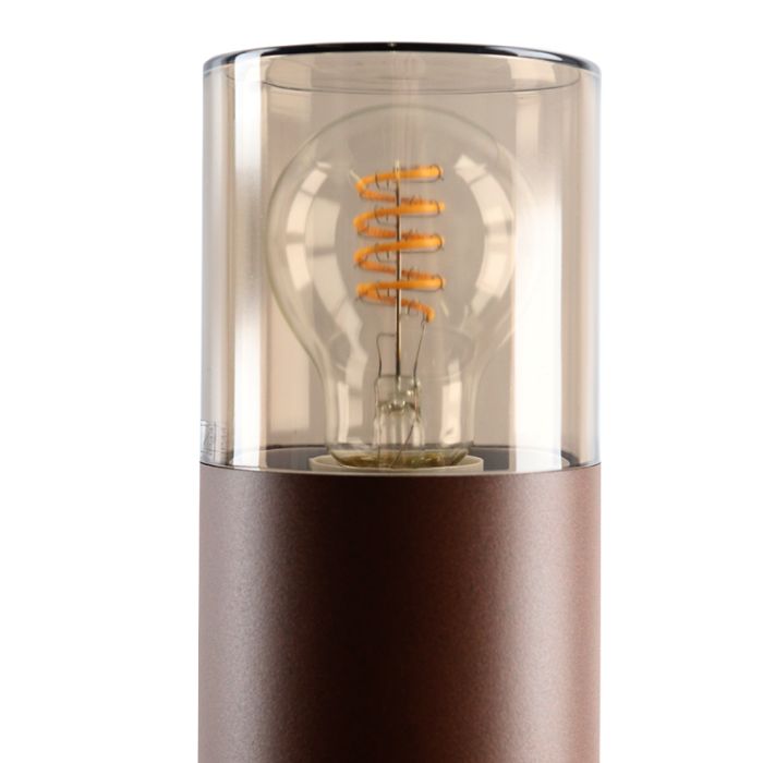 Roestkleur staande buitenlamp Sanel, Smoke glas, 60cm