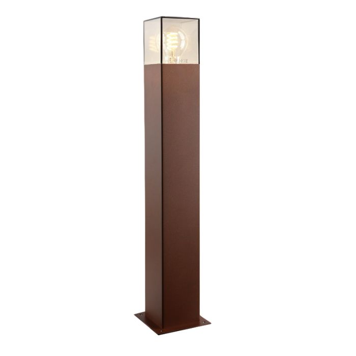 Roestkleur staande buitenlamp Sanel, Smoke glas, 60cm