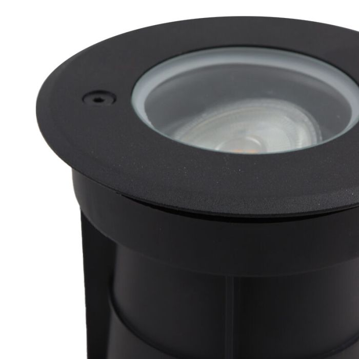 Aluminium grondspot zwart, Catamarca, IP65, kantelbare lichtstraal