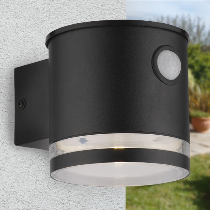 Moderne buiten wandlamp op zonne-energie zwart, Tommy, 1W, 2700K LED, IP54