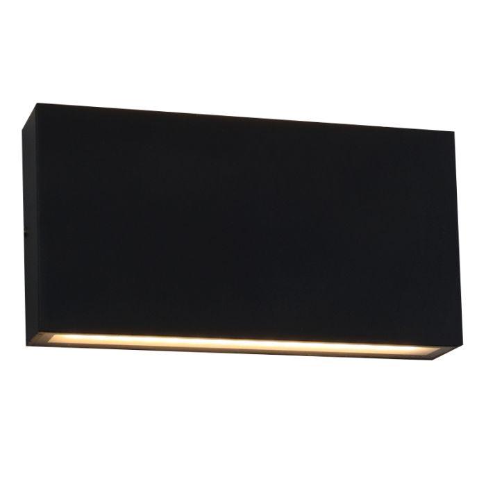 Zwarte up-down buitenlamp Cailey, met geïntegreerd LED, groot, rechthoekig