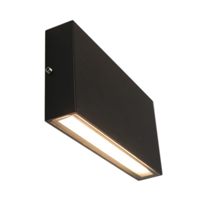 Zwarte up-down buitenlamp Cailey, met geïntegreerd LED, groot, rechthoekig