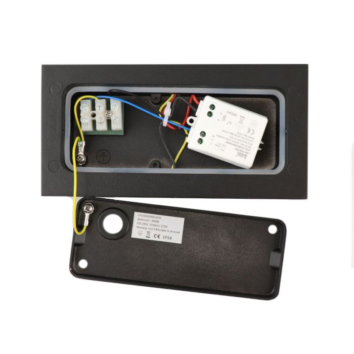 Zwarte up-down buitenlamp Cailey, met geïntegreerd LED, groot, rechthoekig