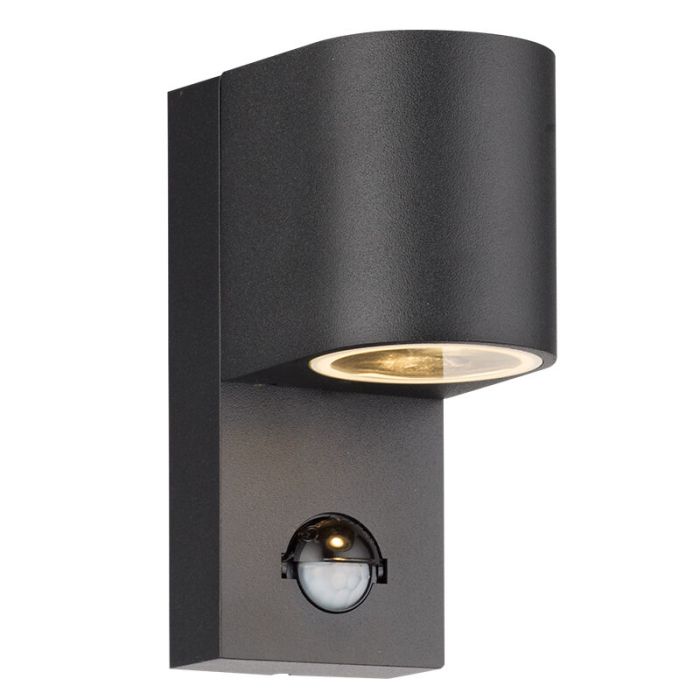 Moderne buiten wandlamp met bewegingssensor zwart, Corina, IP54