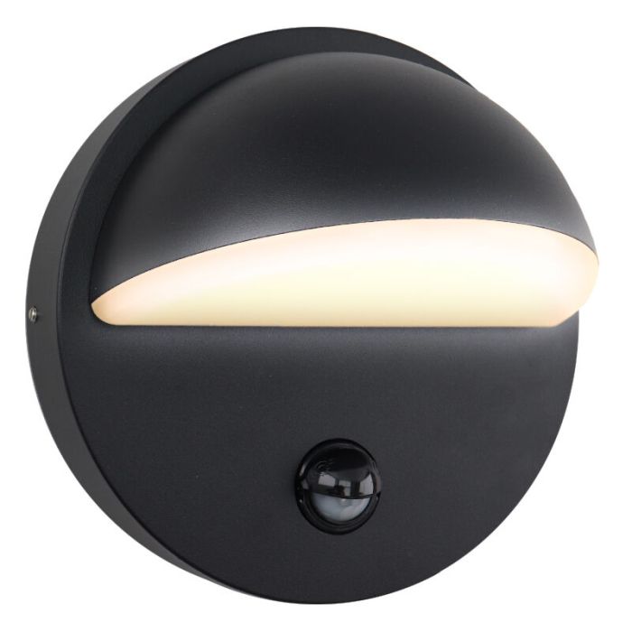 Zwarte buitenlamp met bewegingssensor Shelby, aluminium, 7w, 3000K LED