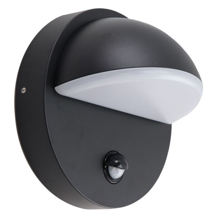 Zwarte buitenlamp met bewegingssensor Shelby, aluminium, 7w, 3000K LED