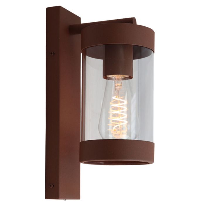Moderne buiten wandlamp met schemersensor roestkleurig, Musa, IP44