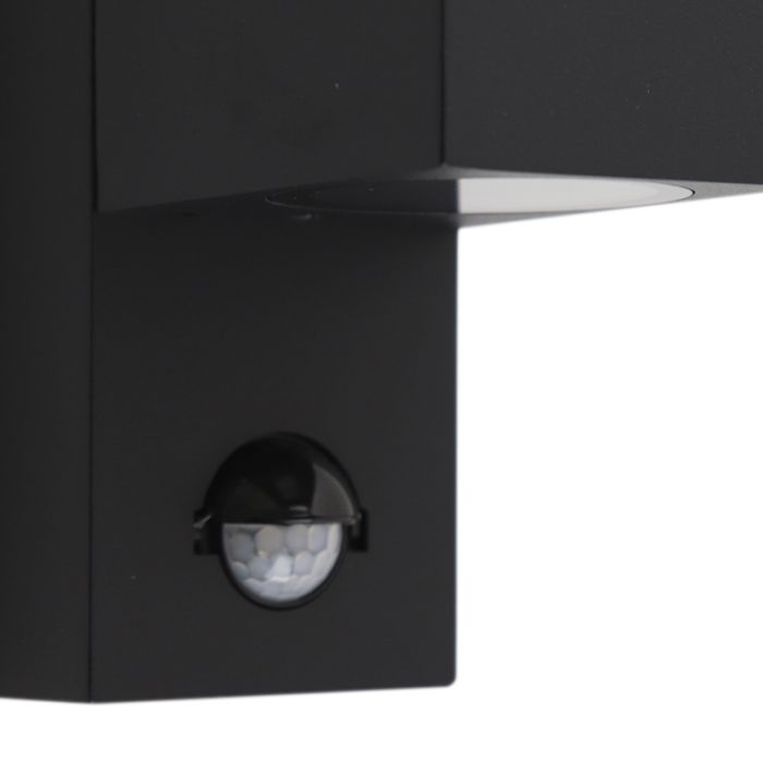 Moderne buiten wandlamp met bewegingssensor zwart, Corella, IP54