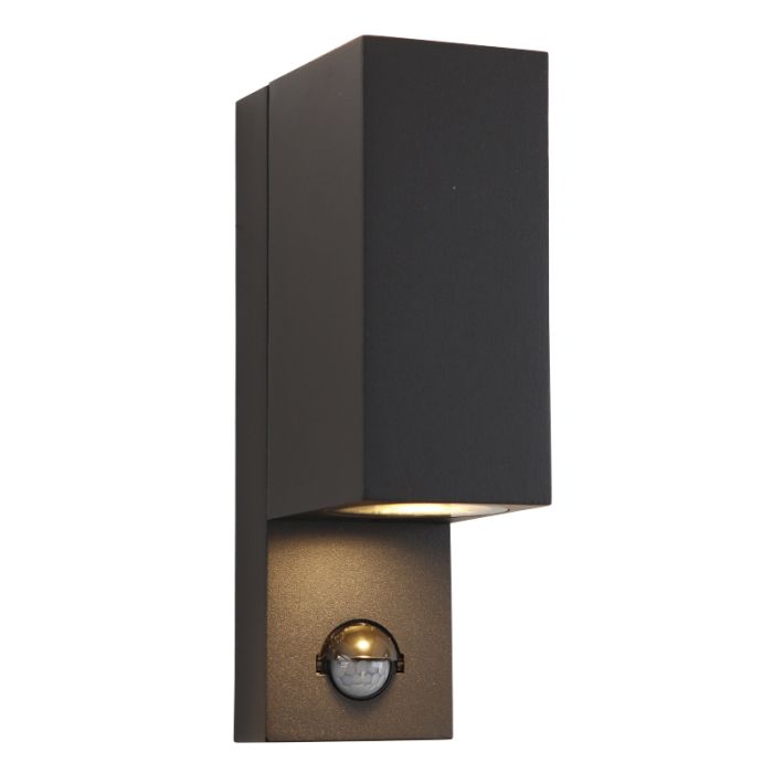 Moderne buiten wandlamp met bewegingssensor zwart, Corella, IP54