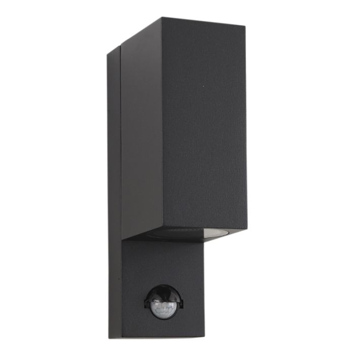 Moderne buiten wandlamp met bewegingssensor zwart, Corella, IP54