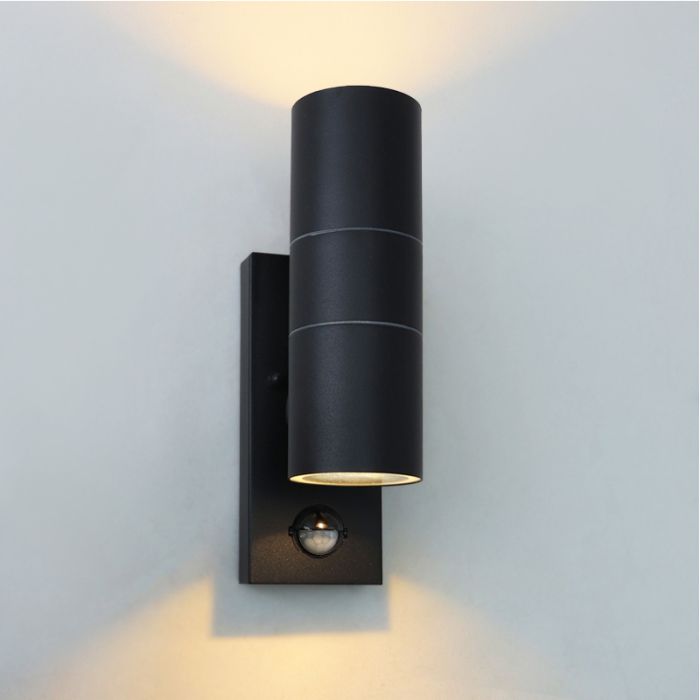 Pedro buitenlamp - Zwart, Met bewegingsmelder