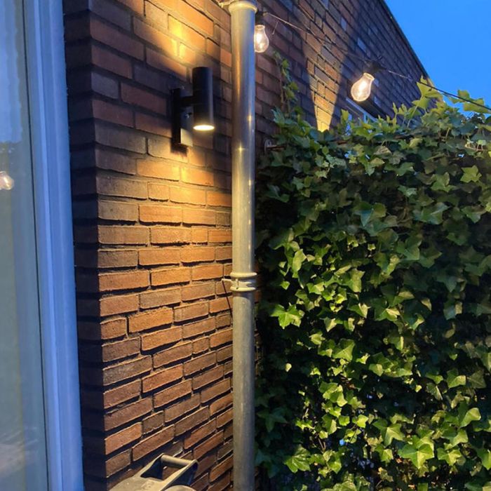 Zwarte buitenlamp, schemersensor Pedro, roestvrij staal (rvs)