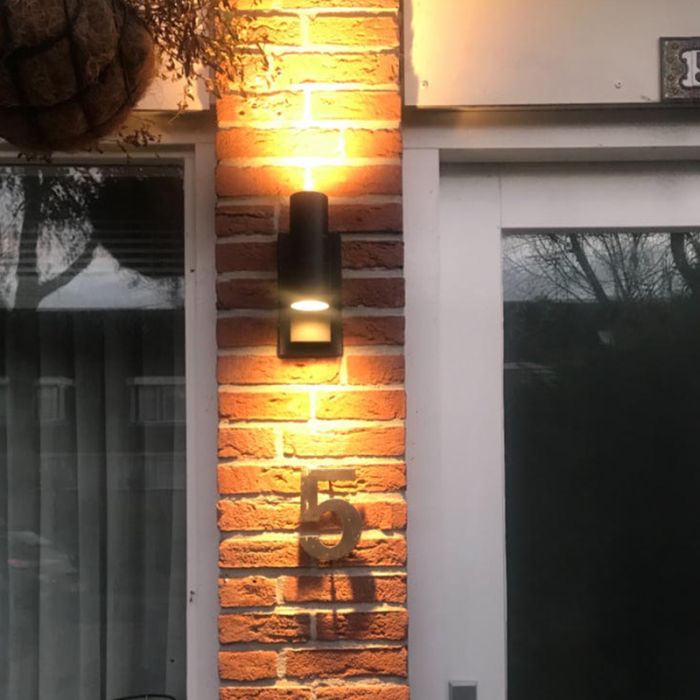 Zwarte buitenlamp, schemersensor Pedro, roestvrij staal (rvs)