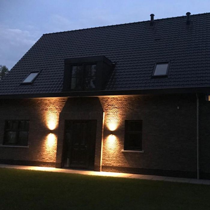 Zwarte buitenlamp, schemersensor Pedro, roestvrij staal (rvs)