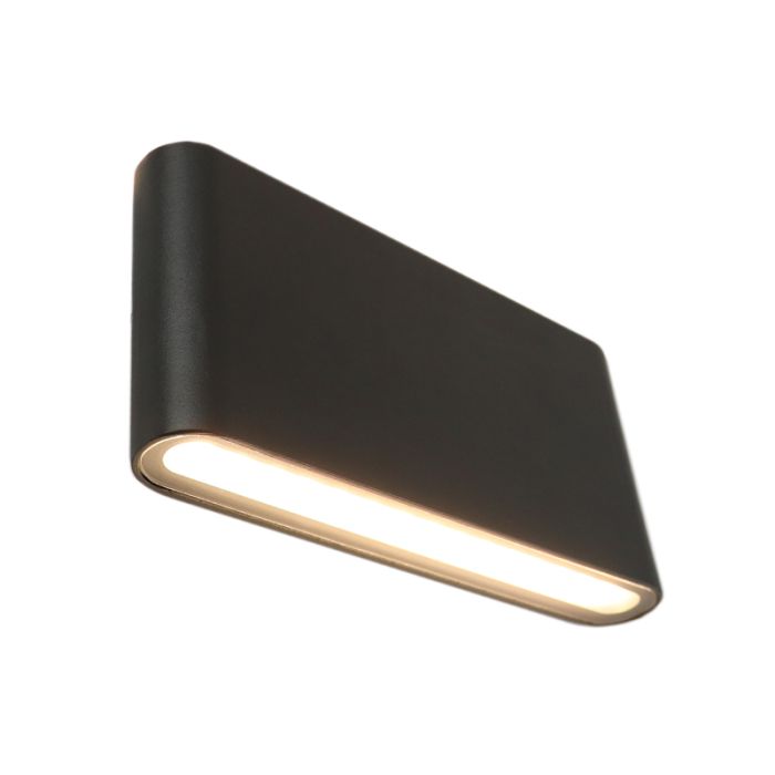 Zwarte up-down buitenlamp Cailey, met geïntegreerd LED, groot, rond