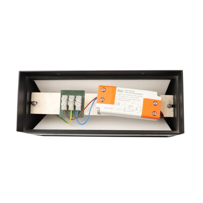 Zwarte up-down buitenlamp Cailey, met geïntegreerd LED, extra breed