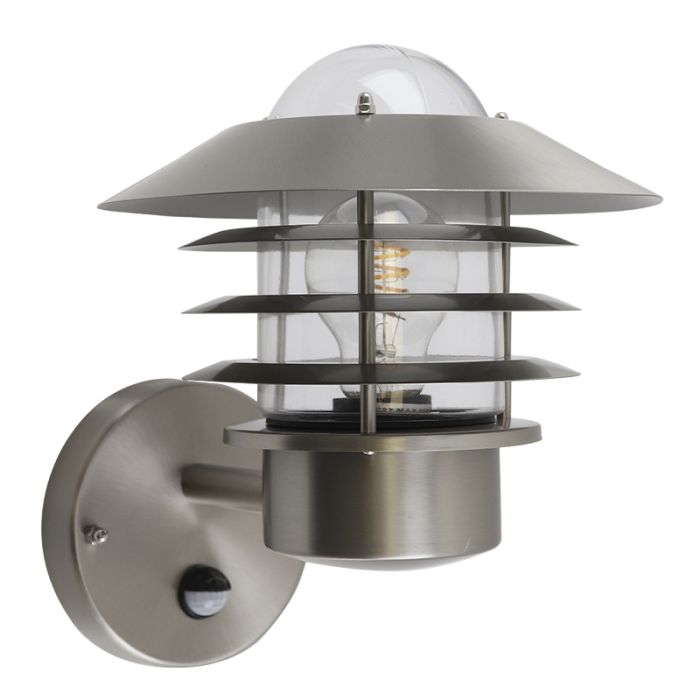 Rvs buiten wandlamp met bewegingssensor zilver, Felice, IP44