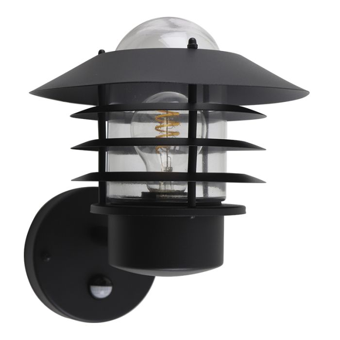 Rvs buiten wandlamp met bewegingssensor zwart, Felice, IP44