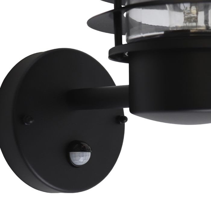 Rvs buiten wandlamp met bewegingssensor zwart, Felice, IP44