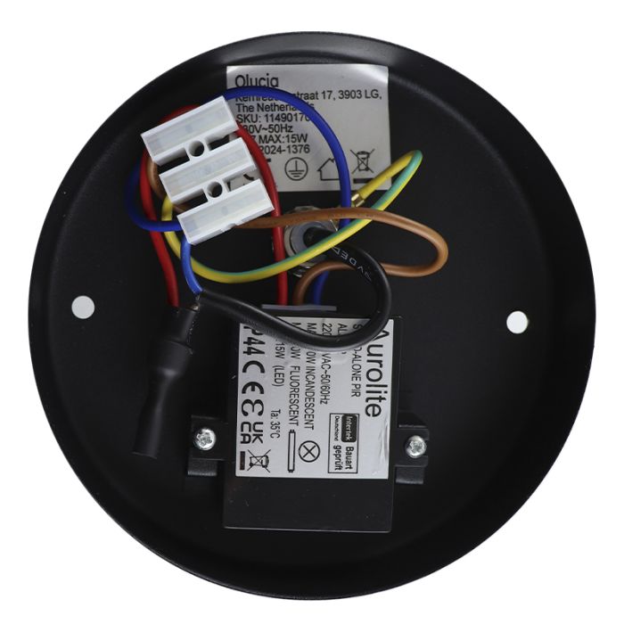 Rvs buiten wandlamp met bewegingssensor zwart, Felice, IP44