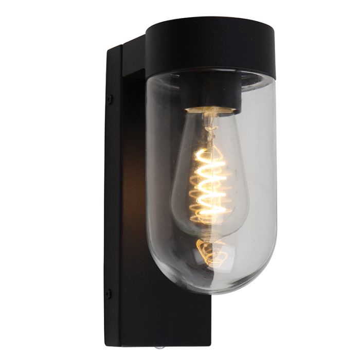 Aluminium buiten wandlamp met schemersensor zwart, Bella, IP44