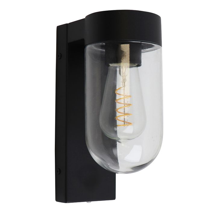 Aluminium buiten wandlamp met schemersensor zwart, Bella, IP44