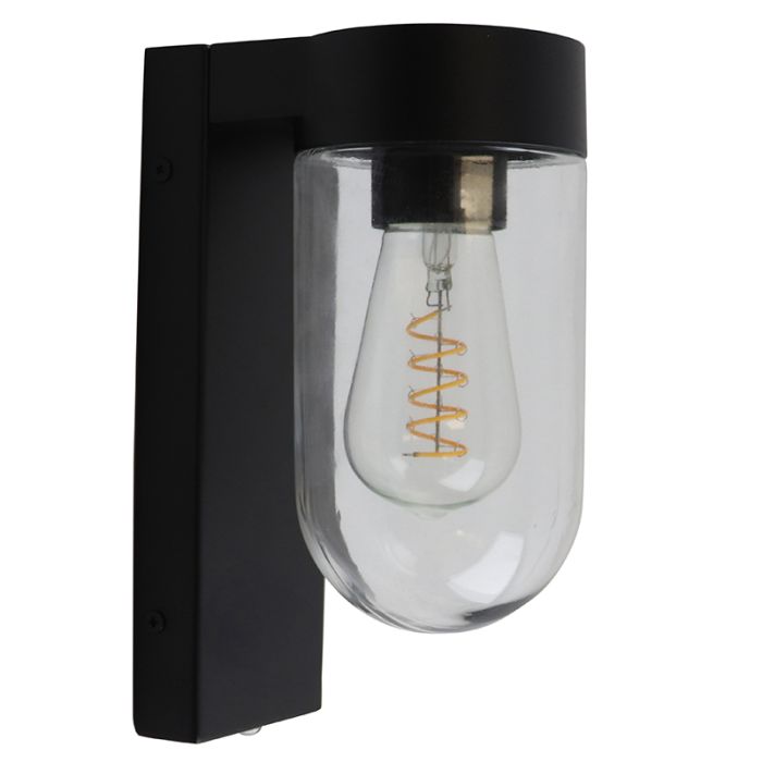 Aluminium buiten wandlamp met schemersensor zwart, Bella, IP44