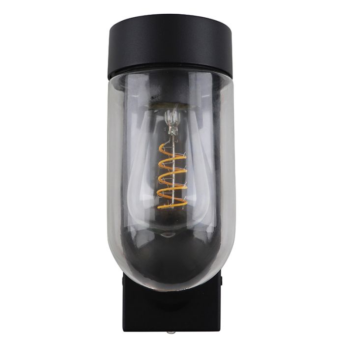 Aluminium buiten wandlamp met schemersensor zwart, Bella, IP44