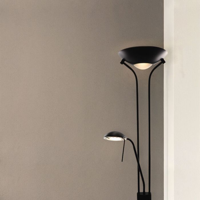Moderne staande leeslamp zwart, Salvador, 18W, 3000K LED, met schakelaar