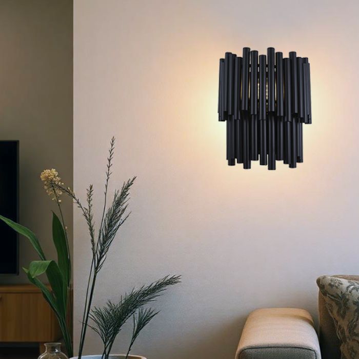 Moderne wandlamp zwart, Joelle, met schakelaar