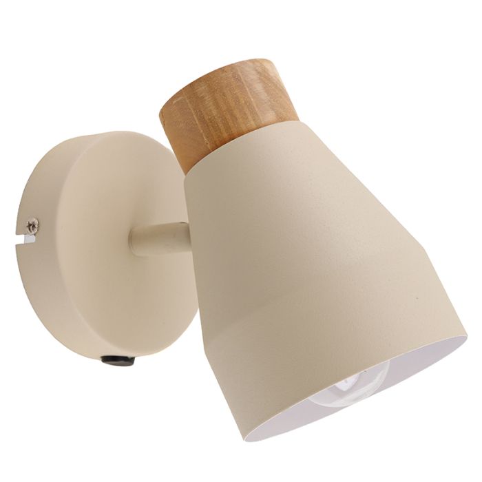 Landelijke wandlamp beige, Freddie, met schakelaar
