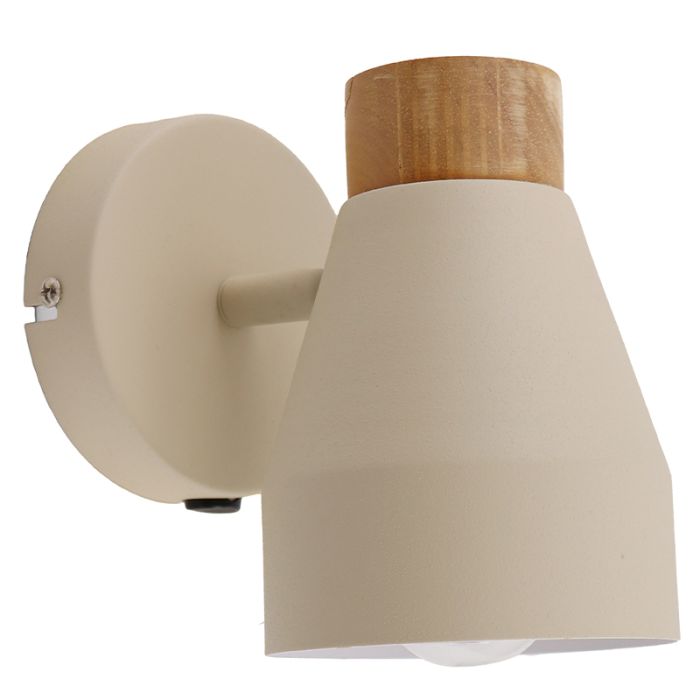 Landelijke wandlamp beige, Freddie, met schakelaar