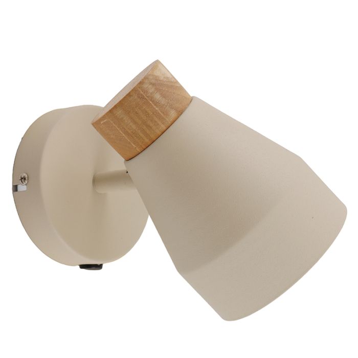Landelijke wandlamp beige, Freddie, met schakelaar