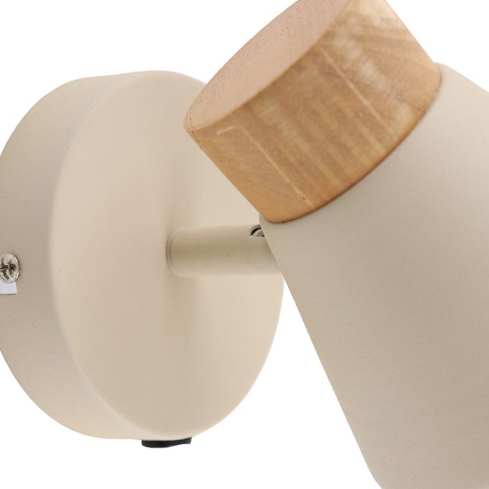 Landelijke wandlamp beige, Freddie, met schakelaar