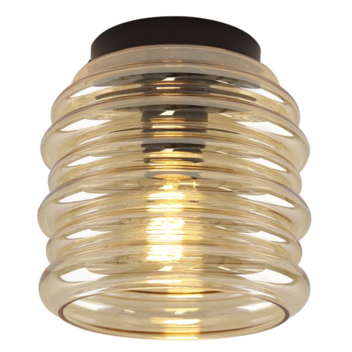 Glazen plafondlamp amber, Karen