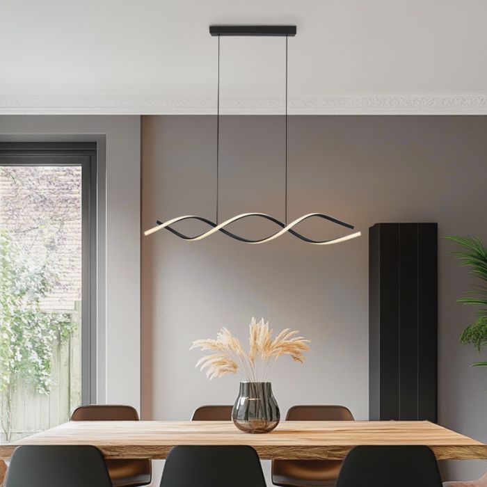 Design hanglamp zwart, Kuno, 45W, 3000K LED, 3-staps dimbaar