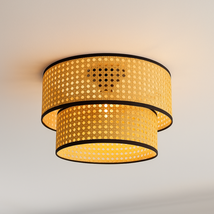 Rotan plafondlamp bruin, Kirsten
